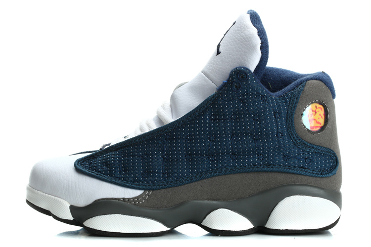 nike air jordan 13 (XIII) retro shoes youth-Carolina Blue/Flint Grey/White